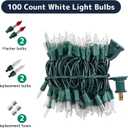 PREXTEX 100 Count Clear Christmas Lights - 20 ft Ultra Bright String Lights with Green Wire for Indoor and Outdoor Use, Christmas Trees, Holidays, Patios and Garden