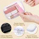 Hoolerry 3 Pcs Clear Hard Zipper Case Hard Plastic Zipper Pouch Makeup Bag Portable Travel Organizer for Cosmetics, Office Supplies, Documents & Toiletries(White,Xs)