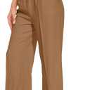 FUNYYZO Wide Leg Pants Women's High Elastic Waisted in The Back Business Work Trousers Long Straight Suit Pants (006# Caramel (Thin))