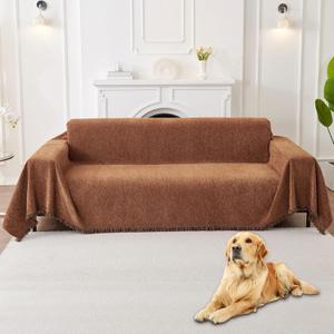 HAOMAIJIA Non Slip Couch Cover Sofa Covers for 3 Cushion Couch Washable sectional Couch Covers for Dogs pet Furniture Protector Couch Cover Blanket for Living Room (Brown, 71"x134")