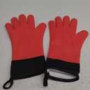GEEKHOM Silicone Grilling Gloves, Heat Resistant Oven Mitts, BBQ Gloves, Waterproof Non-Slip for Barbecue, Cooking, Baking, Fryer, Red (Large)