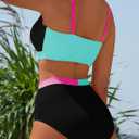 Herseas Women's Bikini Sets Twist Color Block Swimsuits 2 Piece High Waisted Bathing Suit Swim Suits 2026 Beach Wear (M)