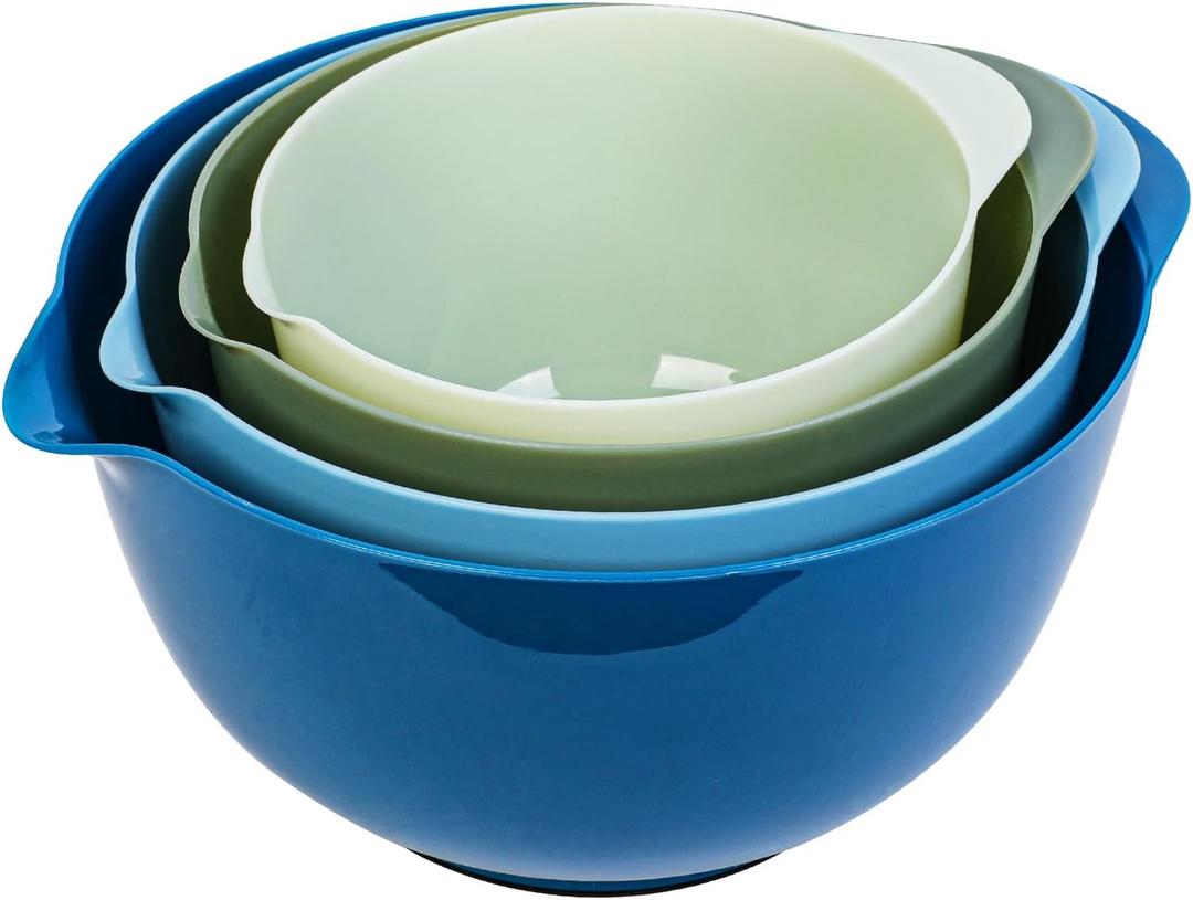 BoxedHome Classic Mixing Bowl Set, BPA Free Plastic, Microwave and Dishwasher Safe, 4.5 quarts (Sapphire) (Mixed Blue)