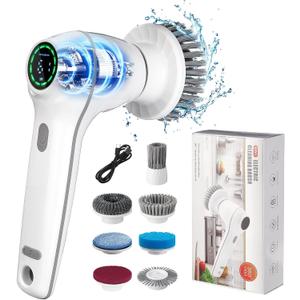 Electric Spin Scrubber, Cordless Shower Scrubber Handheld Electric Spin Scrubber for Cleaning with Display IPX7 Waterproof, Electric Cleaning Brush with 7 Replaceable Heads for Kitchen Tub Tile Sink