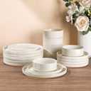 AmorArc Ceramic Dinnerware Set for 6 | Speckled Stoneware Plates and Bowls with Rustic Terracotta Underside| Scratch Resistant, Dishwasher & Microwave Safe Dishes Sets- 18pcs (Modern Beige)