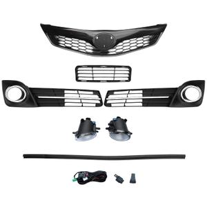 6PCS Front Bumper Grille Fog Light &Cover Trim Set For 2012 2013 2014 To-yota Camry SE