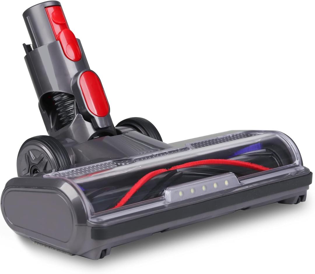 HESTIA Hardwood Floor Attachment for Dyson V7 V8 V10 V11 V15 SV10 SV12 SV14 Cordless Stick Vacuum Cleaners, V-Shaped Roller Brush, LED Headlights, Cleaner Head Replacement Parts (Gray)