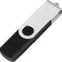 128GB Dual USB Type-C & USB 3.0 Flash Drive  Swivel Design, High-Speed, Portable Memory Stick for Phones, Laptops & PCs (Black, 1 Pack)