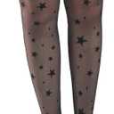 Women fishnet tights black fishnet stockings for women star patterned tights leggings (Black)