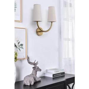 Yosoan Linen Wall Sconce Indoor Night Light Fixture, 2-Light Dual Vintage Industrial Hardwired Sconces Wall Lighting with Textile Fabric Shade Lamp for Bedroom Living Room Corridor Study(Antique)