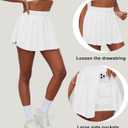 Tennis Skirts for Women Pleated Athletic Skort High Waisted Golf Skirts with Shorts Pocket Athletic Running Activewear (White)
