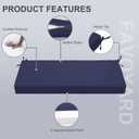 Favoyard Outdoor Bench Cushion 48 x 18 Inch Waterproof Patio Furniture Cushions 3-Year Color Fastness Garden Sofa Settee Couch Swing Pads with Handle and Attach Ties, Blue