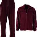 ChoiceApparel Mens Velour Tracksuit with Zippered Pockets (204-Burgundy, Large)