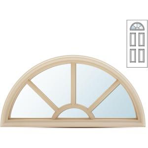 Pushglossy 22" x 10" Entry Door Glass Insert Half Round Top Exterior Door Window Inserts Replacement Kit for Home Improvement(5 Lite Low-e Glass,Tan)