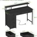 Somdot Computer Desk with Power Outlet and LED Lights, Desk with 6 Drawers, 39 Inch