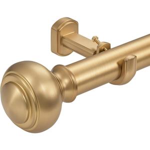 Heavy Duty Curtain Rods, 1 1/4 Inch Diameter Extra Long Curtain Rod 144-240 Inch(12-20ft) for Window, Telescoping Large Drapery Rod with Adjustable Modern Brackets, Warm Gold