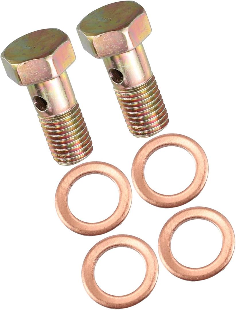 2 Set Banjo Bolt Brake Fitting Adapter Kit M8x1.25 Brake Line Thread Banjo Bolt with 8mm Spacers Replacement