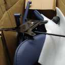 YOUNIKE Office Desk Chair with Wheels Armless Vanity Chair Modern Navy Blue, Standard