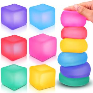 Fidget Toy Stress Cube 6 Pack - Squishy Fidget Toys for Relaxation, High Density Gel Filled, Fidgets for Classroom, Sensory Calming Toys for Kids Adults Children Teens