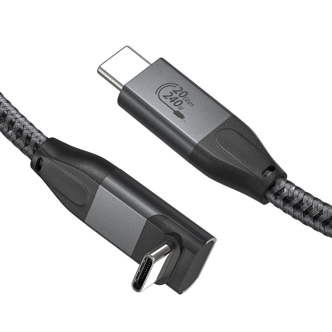 XAOSUN USB C Cable - 4.9ft, 240W 90 Degree, 4K 20Gbps Data, 3.2 Cable, Fast Charging for iPhone, Samsung S23, MacBook, iPad Pro/Air, Pixel