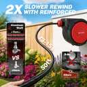 BILITOOLS Retractable Garden Hose Reel 1/2 in x 50 ft, Wall Mounted Water Hose Reel for Outside with Any Length Lock, Slow Auto Rewind Anti-Tangle System, 180 Swivel Bracket & 10-Pattern Spray Nozzle