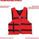Airhead General Purpose Life Jacket for Adults & Kids - US Coast Guard Approved Life Vest for Men, Women, Youth, Child & Infant, Boating Safety PFD for Fishing & Swimming, Adult Standard, Red
