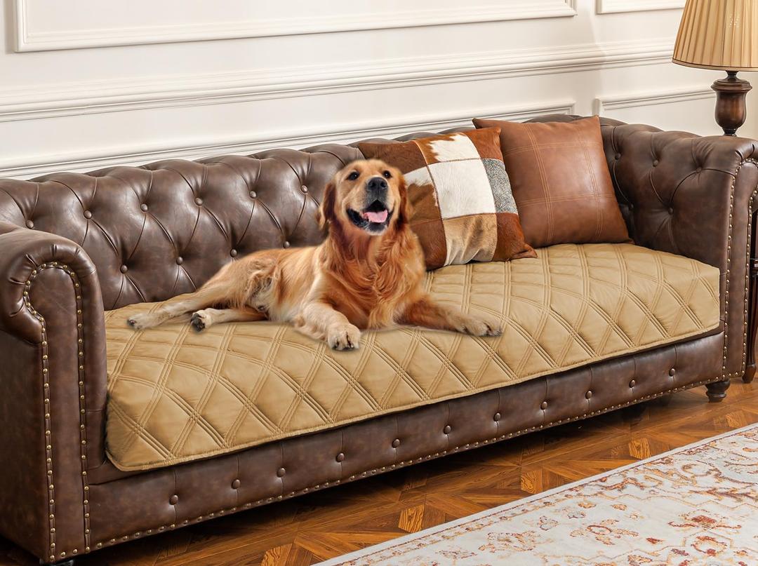 Ameritex Waterproof Dog Bed Cover Pet Blanket with Anti-Slip Back for Furniture Bed Couch Sofa (30x100 Inch (Pack of 1), Sand)