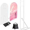 1 Pack White Wedding Backdrop Stand, Adjustable Metal Arch with Foldable Base and Weight Bag, Foam Board Display for Balloon Party and Event Decor (1.15–2m) (1)