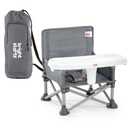Bright Starts Pop 'N Sit Portable Booster, Indoor/Outdoor Use, Floor Seat with Feeding Tray, Grey, 6 Mos - 3 Yrs (Gray 2)