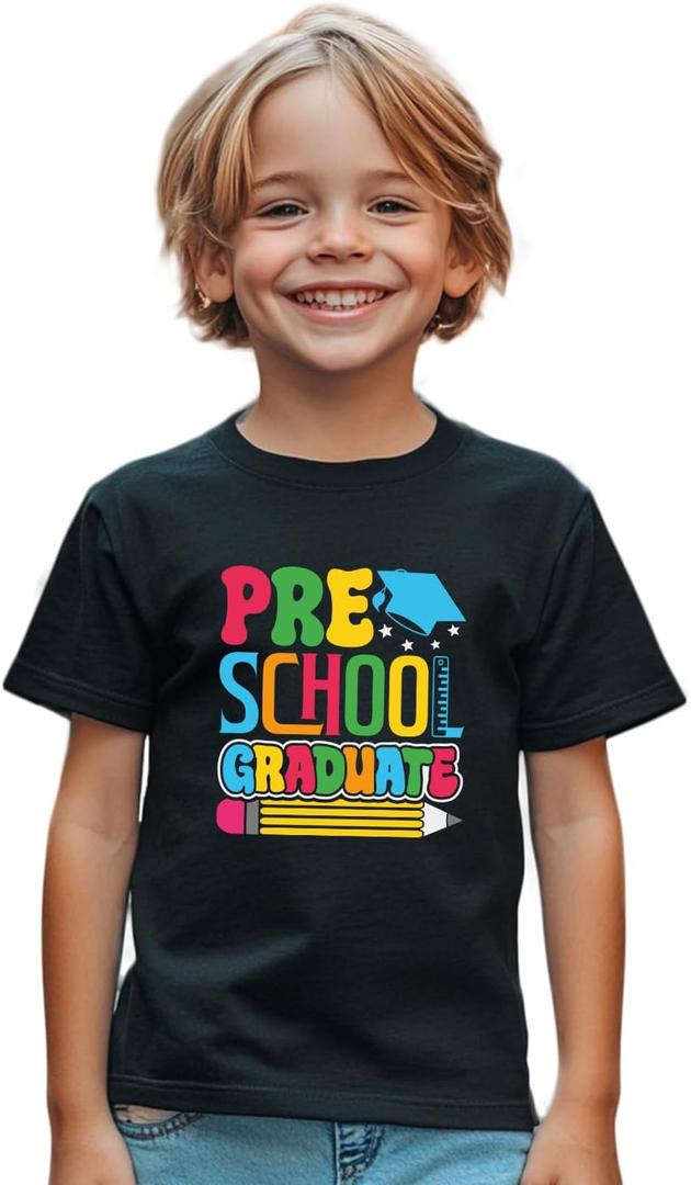 First Day of Preschool Shirt Pre K Shirts for Girls Boys Toddler Kids 1st Day of Prek Gift Cotton Tee 2T 3T 4T (Black)