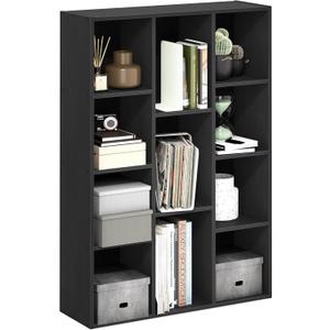 Furinno LUDER Book Shelf, 11-Cube Bookshelf, Reversible Bookcase, 9.4 x 29.1 x 41.7, for Living Room, Bedroom, Home Office, Blackwood