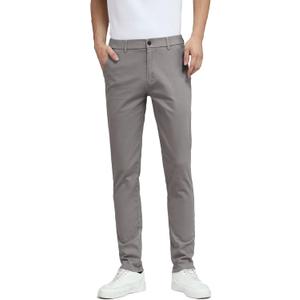 Plaid&Plain Men's Skinny Stretchy Khaki Pants Colored Pants Slim Fit Slacks Tapered Trousers (27W x 30L, Iron Grey)