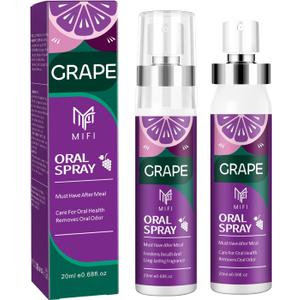 PEGO Oral Spray for Adult,Oral Freshness Spray,Fruit-Flavored,Sugar-Free,Dry Mouth Spray,Dry Mouth Relief,Removes Oral Odor,Fights Bad Breath,Oral Care Spray(Grape Flavor*2Pack)