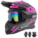 Adult Motocross Helmet ATV Dirt Bike Off-Road Full Face Motorcycle Helmet W/Goggles Gloves & Mask, DOT Approved (Pink, X-Large)