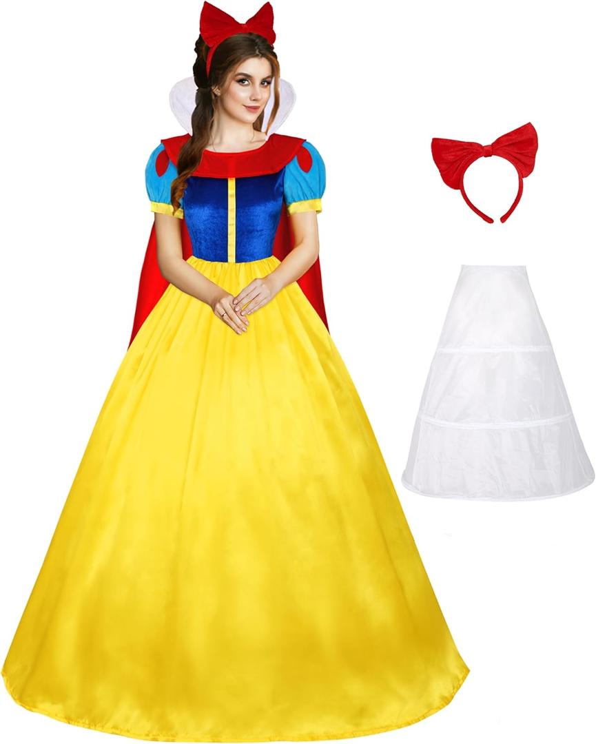 Ainiel Classic Deluxe Lolita Costume Fairytale Dress Role Cosplay for Adults Princess Costume with Petticoat (Medium, Yellow)