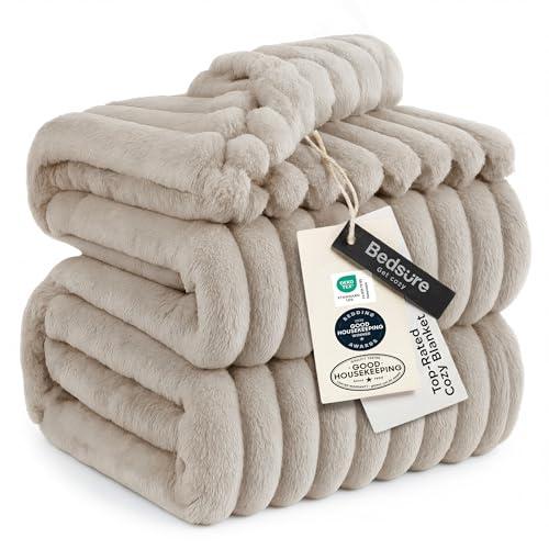 Bedsure GentleSoft King Size Blanket for Bed - Cozy Soft Blankets for Women, Cute Large Fleece Throws for Girls, Beige, 108x90 Inches