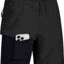 MAGCOMSEN Men's Swim Trunks with Compression Liner 9" Quick Dry Beach Shorts with Zipper Pockets (Black)