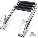 4 Step Boat Ladder, Stainless Steel Telescopic 4 Step Pontoon Boat Ladder, Extendable Dock Ladder for a Pontoon, Max. Load 900 Pound Capacity Marine Telescoping Ladder for Boat Yacht