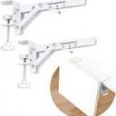 Under Desk Keyboard Tray Support Bracket Adjustable Desktop Extension Board Stand Clamp-on Keyboard Holder Arm Rest Tray Extension Plate Support Rack for Desk, NO Board/Tray, 1 Set (Style02-White)