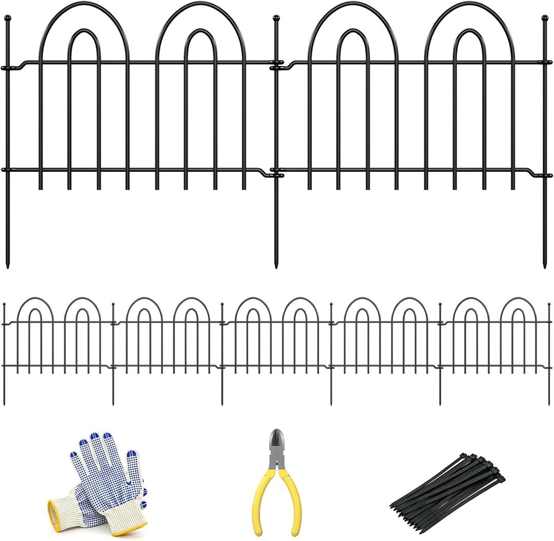 45ft x 13in Garden Fence Animal Barrier, 32 Panels Decorative Garden Fence Border, No Dig Garden Fence Panels, 1.8in Gap Rustproof Metal Stakes, Ground Defense Border Fence for Outdoor, Yard, Patio