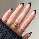 Glamnetic Press On Nails - Caviar | Semi-Transparent, Short Almond Nails, Reusable | 15 Sizes - 30 Nail Kit with Glue (8-Caviar)