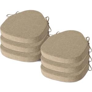 AddGrace Chair Cushions for Dining Chairs Set of 6 Windsor Kitchen Chair Cushions with Removable Textured Cover and Non Slip Bottom Indoor Chair Pads with Ties and Foam (16.5x15.5 Inches Beige)