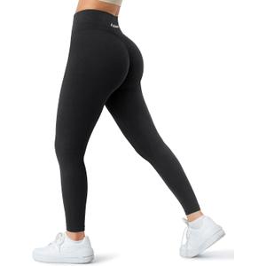 A AGROSTE Women Seamless Workout Leggings with Pockets Scrunch Butt Lifting Gym Leggings High Waisted Yoga Pants (Medium)