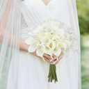 24 Pcs White Artificial Calla Lily Flower White Fake Silk Flowers Real Touch for Wedding Bouquet Office Home Kitchen Decor