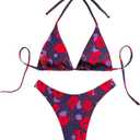 SHENHE Women's 2 Piece Camo Swimsuit Halter Triangle Micro Bikini Set Sexy High Cut Swimsuits M