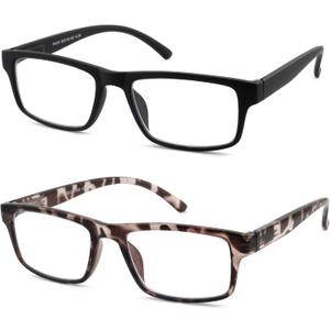 High Magnification Reading Glasses for Men Women with Strong Power TR Readers +5.0, Black + Tortoiseshell