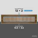 HVAC Premium 12" x 2" Toe Space Grille - HVAC Vent Cover [Outer Dimensions: 13.5 X 3.5] - Brown