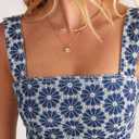 Nasty Gal Women's Denim Floral Embroidered Strappy Crop Top (Blue, S)