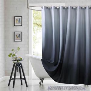 Fabric Shower Curtain, Black and Grey Ombre Shower Curtains for Bathroom, Modern Waterproof Bathroom Curtains, 72" W x 72" H