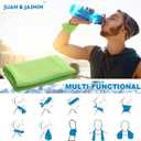 2 x JUAN & JASMIN 2 Pack Cooling Towels (19.5"x15"), Soft Breathable Chilly Towels, Super Absorbent, Ice Wraps, Towels-Ideal for Hiking, Running, Workout, Gym, Dancing, Camping, Fitness (Green)